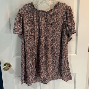 Rose + Olive floral blouse. Size 1X